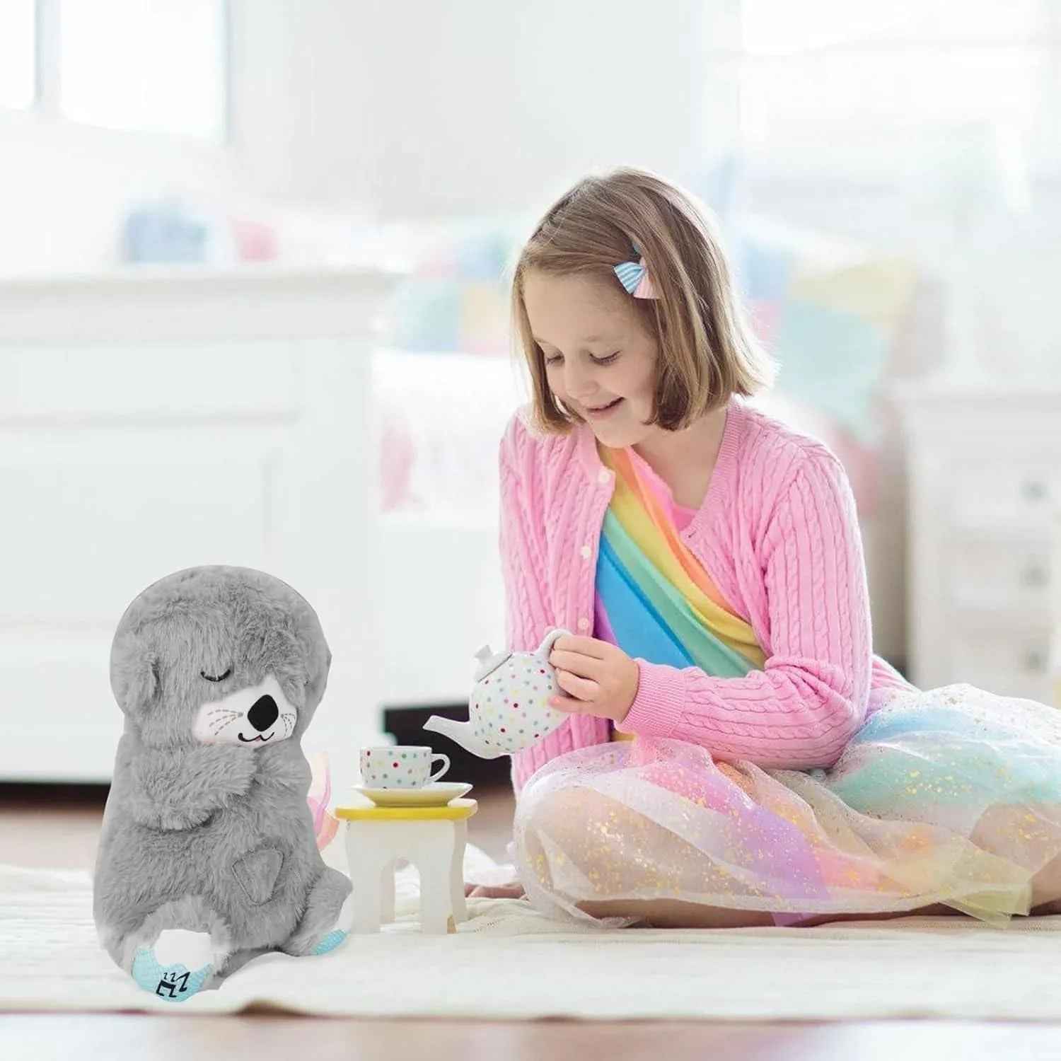 Breathing Teddy Bear with Soothing Music - Comfort Plush Toy for Kids & Adults