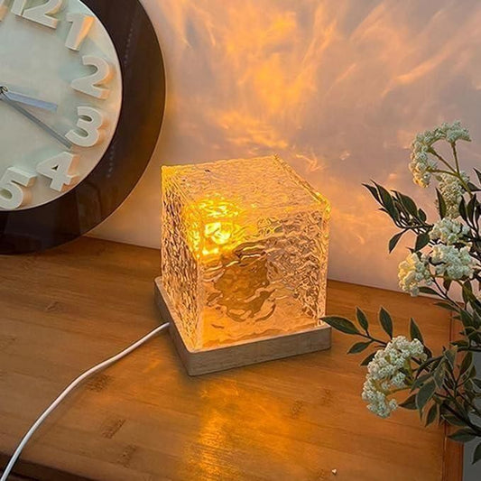 Rotating Water Ripple Night Light Aura Lamp - MaxShopRotating Water Ripple Night Light Aura LampLighting & Home Decor3ugx81 - ttCustom productDecorative lamp on a wooden surface with a clock and plant in the backgroundDecorative lamp on a wooden surface with a clock and plant in the background